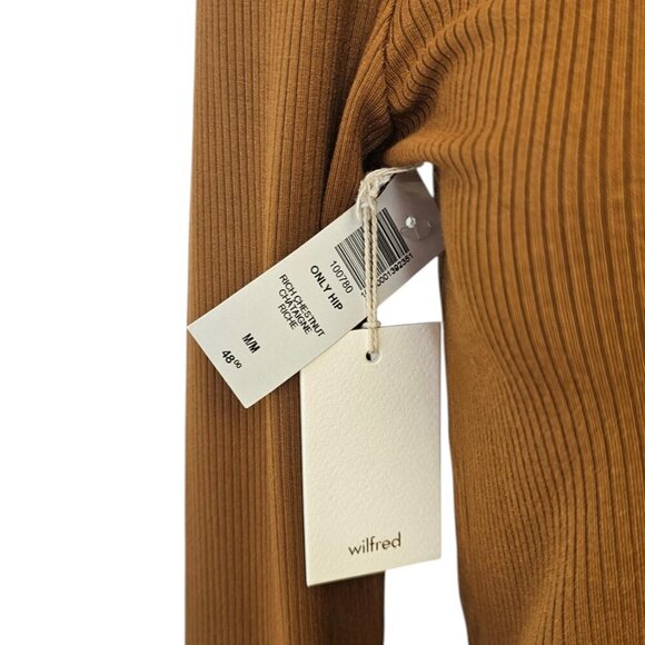 Aritzia Wilfred Only Hip, Long Sleeve, Mock Neck, Ribbed Shirt, Brown, Modal, M - Picture 4 of 8